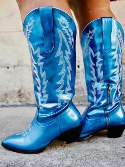 Disco Diva Cowgirl Royal Blue Boots-Wide Calf