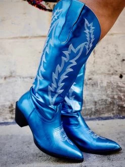 Disco Diva Cowgirl Royal Blue Boots-Wide Calf -Southern Fried Chics PhotoNov162022 40330AM