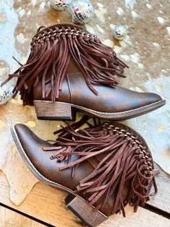 Full Of Fringe Tan Bootie