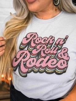 Rock N Roll And Rodeo Tee - Silver