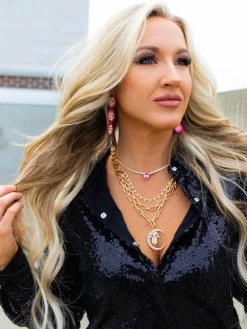 Hamsa Moon Charm Necklace -Southern Fried Chics SFCoct22 123