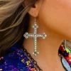 Silver Cross Earring - Iridescent -Southern Fried Chics SFCoct22 148