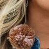Big Pom Puffer Earrings - Brown -Southern Fried Chics SFCoct22 167
