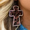 Crystal Cross Leopard Brown Earrings 1 Crystal Cross Leopard Brown Earrings -Southern Fried Chics SFCoct22 168 1