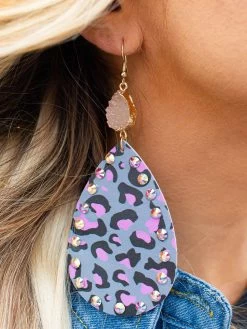 Leopard Crystal Teardrop Stone Earrings