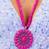 Marble Hot Pink Vintage Circle Necklace