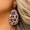 Pink Leopard Teardrop Gold Earrings 2 Pink Leopard Teardrop Gold Earrings -Southern Fried Chics SFCoct22 94