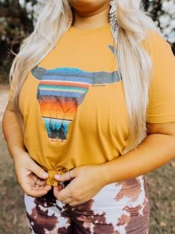Serape Skull Tee - Mustard -Southern Fried Chics Serape Skull Tee Mustard T Shirts 3