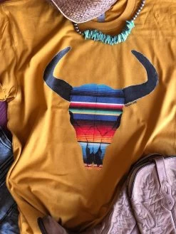 Serape Skull Tee - Mustard -Southern Fried Chics Serape Skull Tee Mustard T Shirts 4