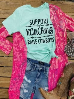 Support Ranching Raise Cowboys Tee