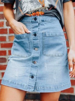 The Southern Denim Skirt -Southern Fried Chics The Southern Denim Skirt Skirts 5