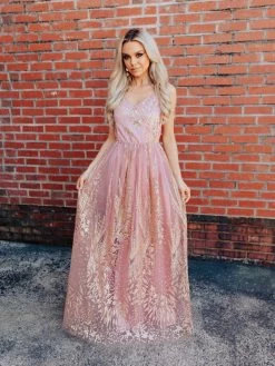 Turning Heads Dress- Mauve/Gold -Southern Fried Chics Turning Heads Dress MauveGold Dresses 4