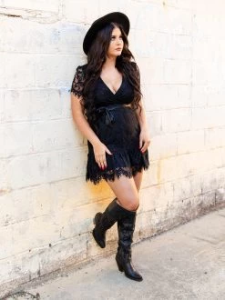 Wrapped Up In Your Arms Lace Dress - Black -Southern Fried Chics Wrapped Up In Your Arms Lace Dress Black Dresses 4