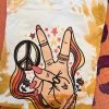 Groovy Peace Hand T-shirt - Mustard Bleach -Southern Fried Chics groovypeacehand