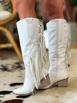 Long Live Cowgirls Fringe Boots - White