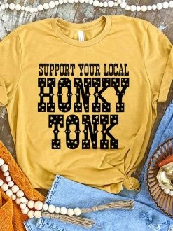 Support Your Local Honky Tonk — Country Girl T-Shirt In Yellow